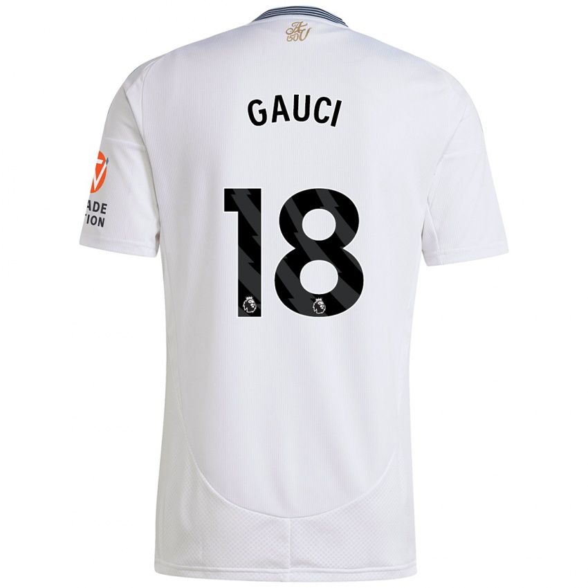 Børn Joe Gauci #18 Hvid Udebane Spillertrøjer 2024/25 Trøje T-Shirt