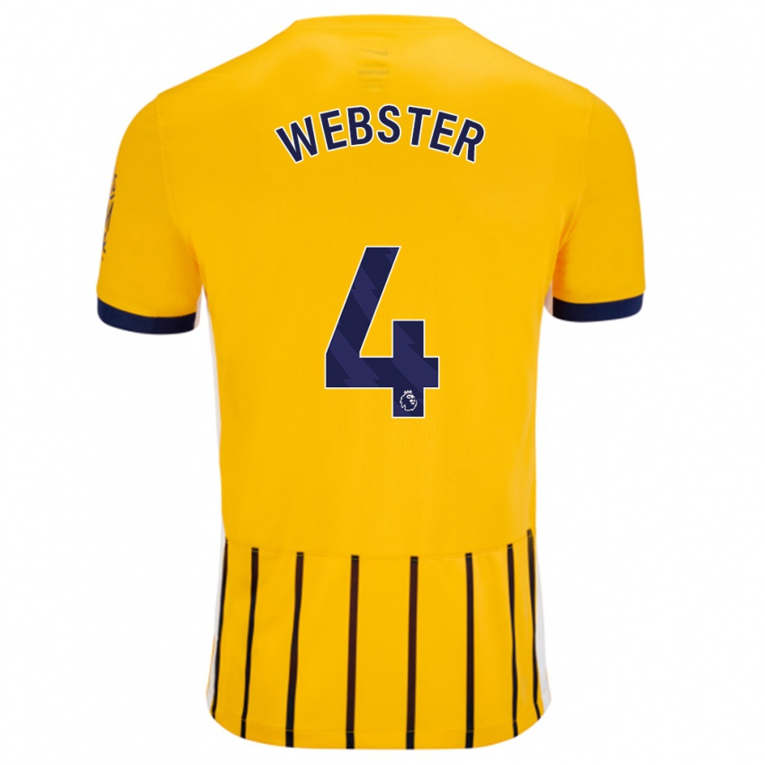 Børn Adam Webster #4 Guldblå ​​Nålestriber Udebane Spillertrøjer 2024/25 Trøje T-Shirt