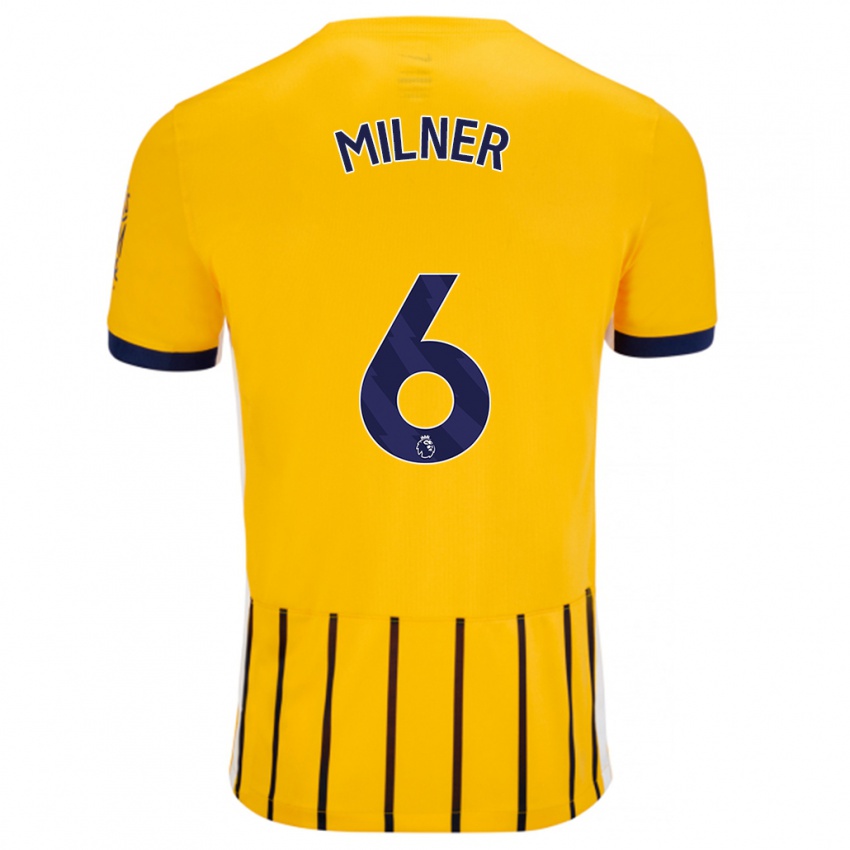 Børn James Milner #6 Guldblå ​​Nålestriber Udebane Spillertrøjer 2024/25 Trøje T-Shirt