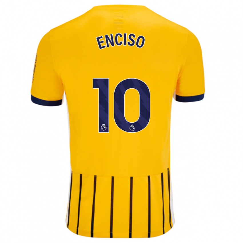 Børn Julio Enciso #10 Guldblå ​​Nålestriber Udebane Spillertrøjer 2024/25 Trøje T-Shirt