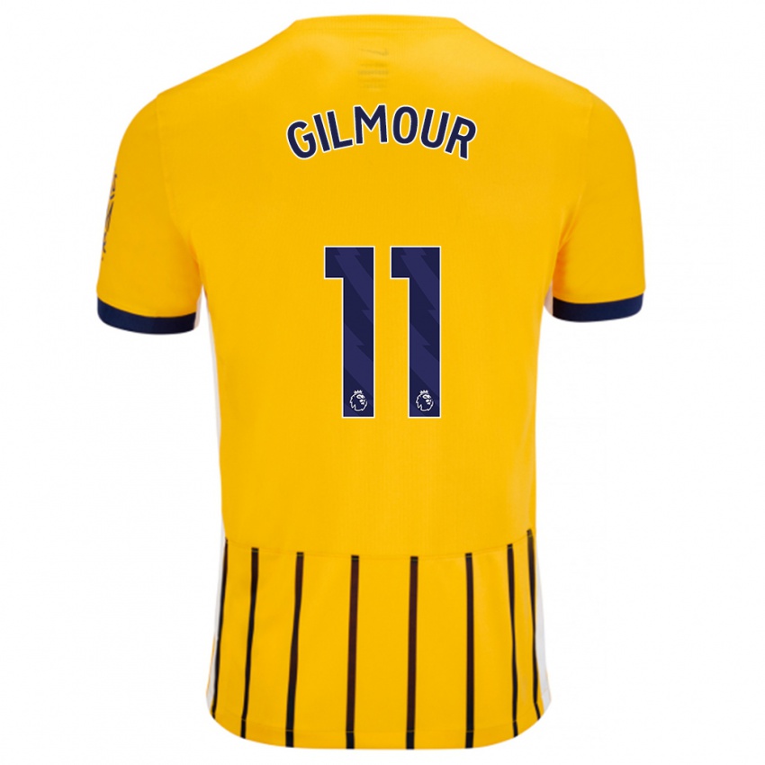 Børn Billy Gilmour #11 Guldblå ​​Nålestriber Udebane Spillertrøjer 2024/25 Trøje T-Shirt