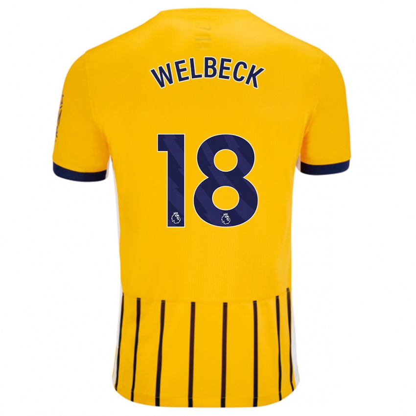 Børn Danny Welbeck #18 Guldblå ​​Nålestriber Udebane Spillertrøjer 2024/25 Trøje T-Shirt