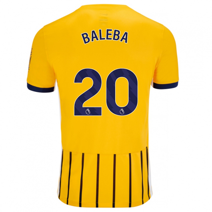 Børn Carlos Baleba #20 Guldblå ​​Nålestriber Udebane Spillertrøjer 2024/25 Trøje T-Shirt