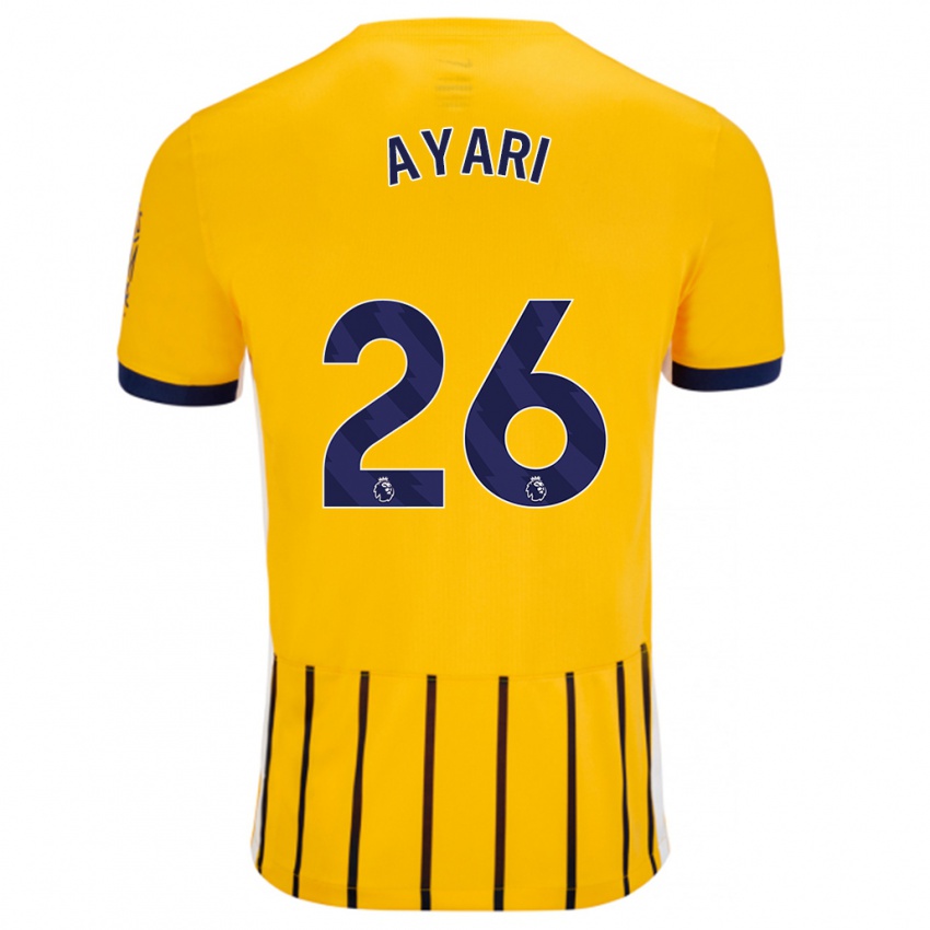 Børn Yasin Ayari #26 Guldblå ​​Nålestriber Udebane Spillertrøjer 2024/25 Trøje T-Shirt