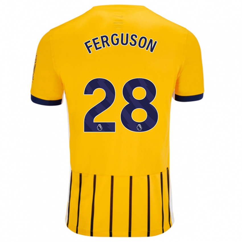 Børn Evan Ferguson #28 Guldblå ​​Nålestriber Udebane Spillertrøjer 2024/25 Trøje T-Shirt