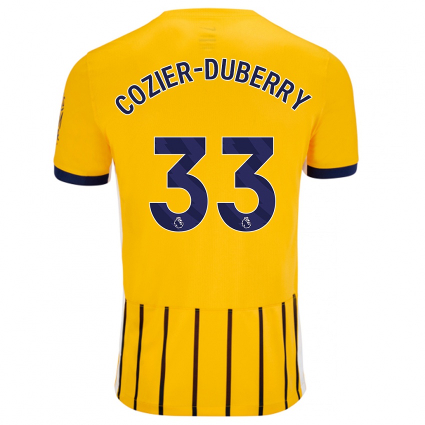 Børn Amario Cozier-Duberry #33 Guldblå ​​Nålestriber Udebane Spillertrøjer 2024/25 Trøje T-Shirt