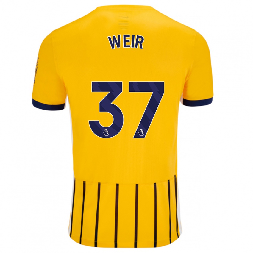 Børn Jensen Weir #37 Guldblå ​​Nålestriber Udebane Spillertrøjer 2024/25 Trøje T-Shirt