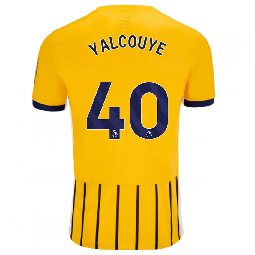 Børn Malick Junior Yalcouyé #40 Guldblå ​​Nålestriber Udebane Spillertrøjer 2024/25 Trøje T-Shirt