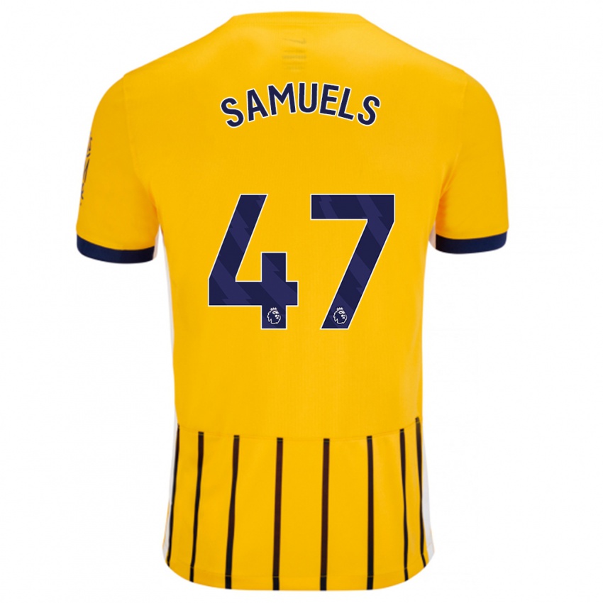 Børn Imari Samuels #47 Guldblå ​​Nålestriber Udebane Spillertrøjer 2024/25 Trøje T-Shirt