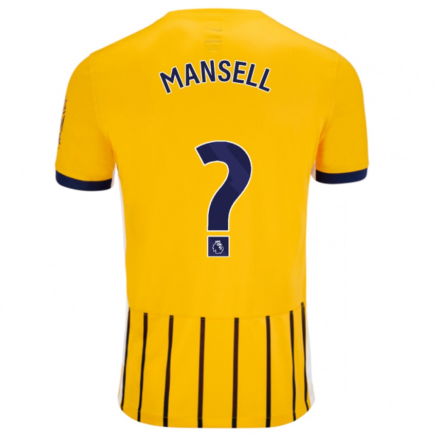 Børn Alfie Mansell #0 Guldblå ​​Nålestriber Udebane Spillertrøjer 2024/25 Trøje T-Shirt