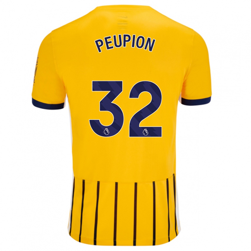 Børn Cameron Peupion #32 Guldblå ​​Nålestriber Udebane Spillertrøjer 2024/25 Trøje T-Shirt