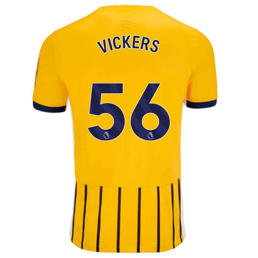 Børn Caylan Vickers #56 Guldblå ​​Nålestriber Udebane Spillertrøjer 2024/25 Trøje T-Shirt