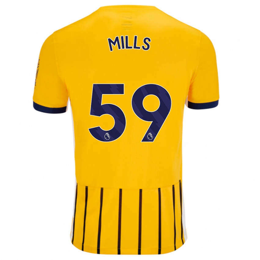 Børn Harry Mills #59 Guldblå ​​Nålestriber Udebane Spillertrøjer 2024/25 Trøje T-Shirt