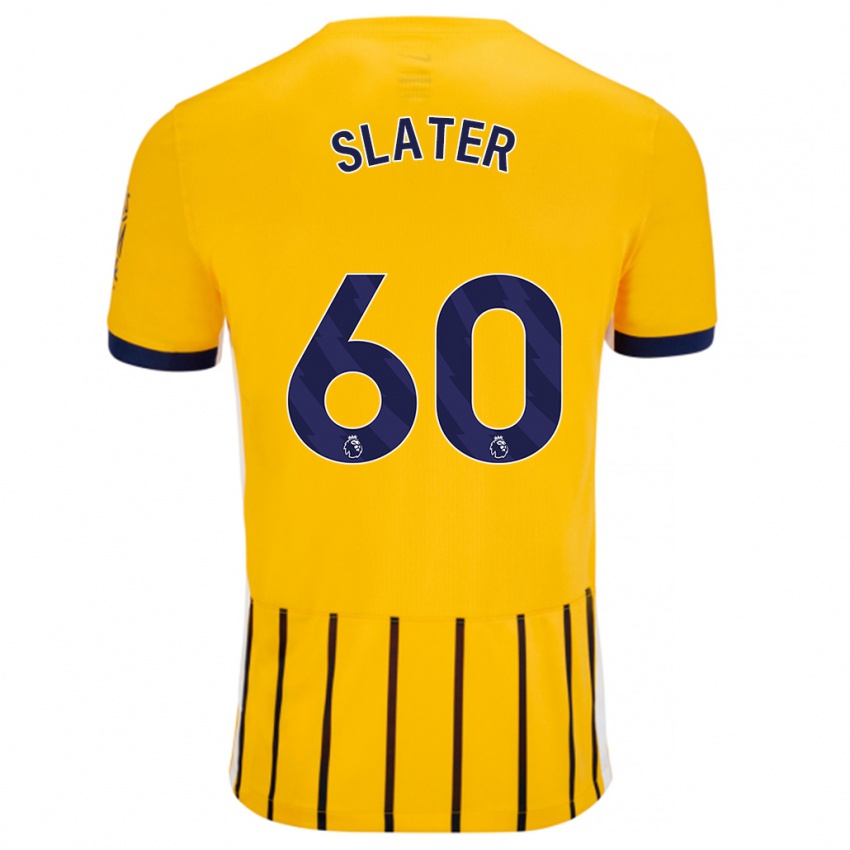 Børn Jacob Slater #60 Guldblå ​​Nålestriber Udebane Spillertrøjer 2024/25 Trøje T-Shirt