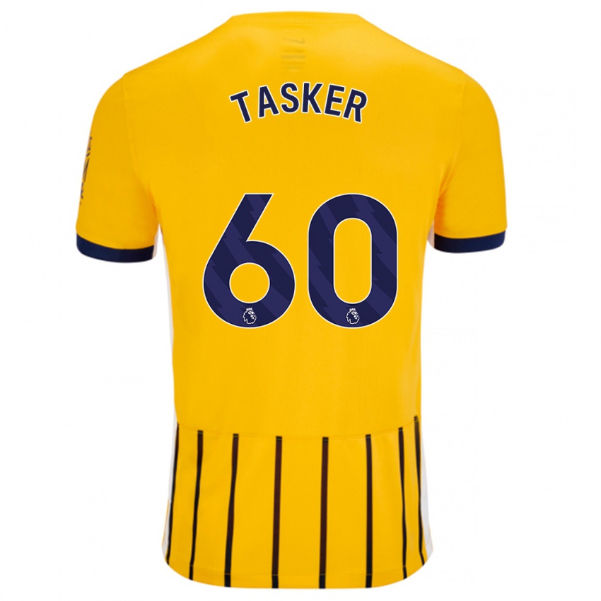 Børn Charlie Tasker #60 Guldblå ​​Nålestriber Udebane Spillertrøjer 2024/25 Trøje T-Shirt