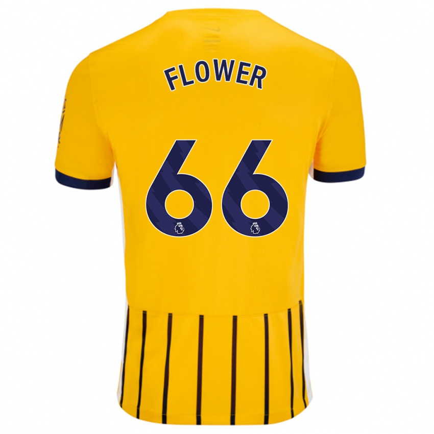 Børn Louis Flower #66 Guldblå ​​Nålestriber Udebane Spillertrøjer 2024/25 Trøje T-Shirt