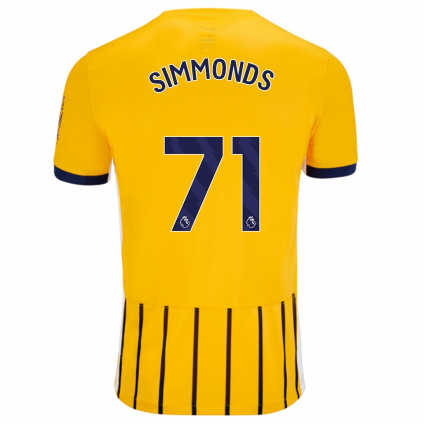 Børn Freddie Simmonds #71 Guldblå ​​Nålestriber Udebane Spillertrøjer 2024/25 Trøje T-Shirt