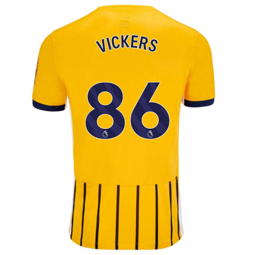 Børn Jacob Vickers #86 Guldblå ​​Nålestriber Udebane Spillertrøjer 2024/25 Trøje T-Shirt