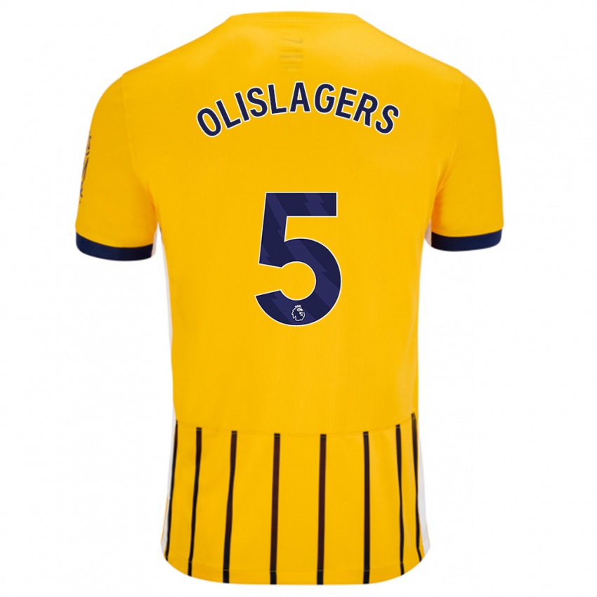 Børn Marisa Olislagers #5 Guldblå ​​Nålestriber Udebane Spillertrøjer 2024/25 Trøje T-Shirt