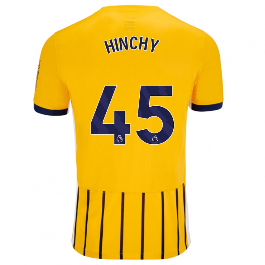 Børn Jack Hinchy #45 Guldblå ​​Nålestriber Udebane Spillertrøjer 2024/25 Trøje T-Shirt