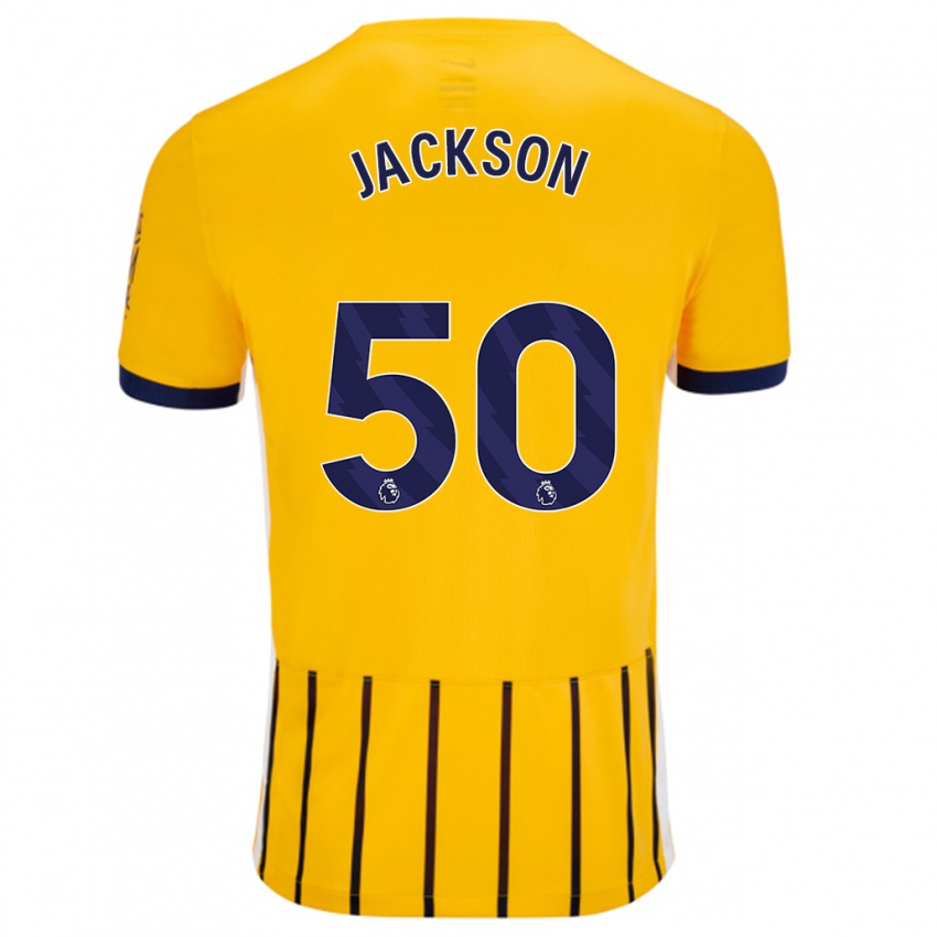 Børn Ben Jackson #50 Guldblå ​​Nålestriber Udebane Spillertrøjer 2024/25 Trøje T-Shirt