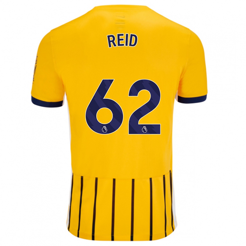 Børn Tommy Reid #62 Guldblå ​​Nålestriber Udebane Spillertrøjer 2024/25 Trøje T-Shirt