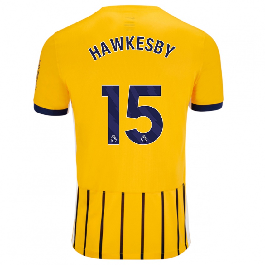 Børn Mackenzie Hawkesby #15 Guldblå ​​Nålestriber Udebane Spillertrøjer 2024/25 Trøje T-Shirt