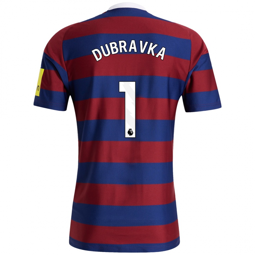 Børn Martin Dúbravka #1 Bordeaux Marineblå Udebane Spillertrøjer 2024/25 Trøje T-Shirt