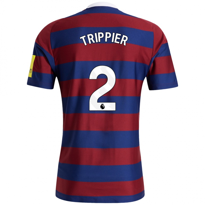 Børn Kieran Trippier #2 Bordeaux Marineblå Udebane Spillertrøjer 2024/25 Trøje T-Shirt