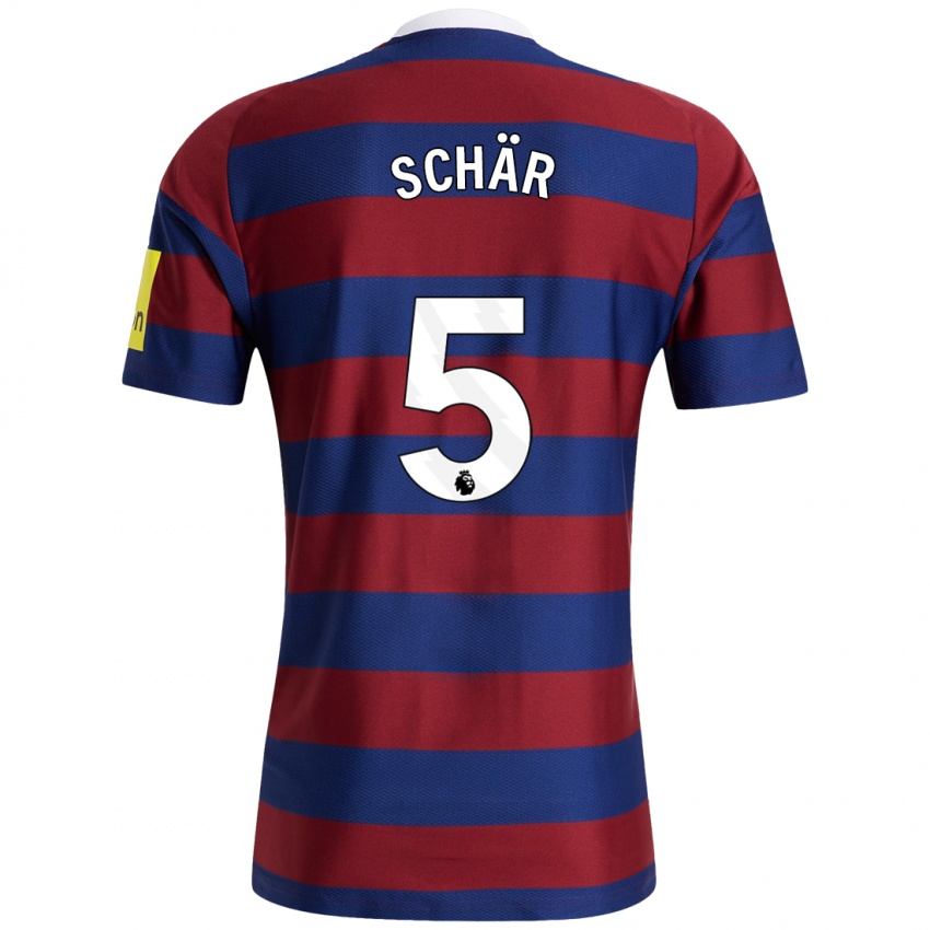 Børn Fabian Schär #5 Bordeaux Marineblå Udebane Spillertrøjer 2024/25 Trøje T-Shirt