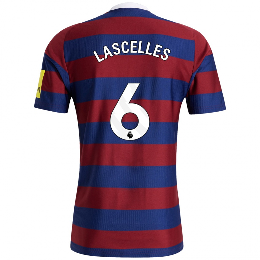 Børn Jamaal Lascelles #6 Bordeaux Marineblå Udebane Spillertrøjer 2024/25 Trøje T-Shirt