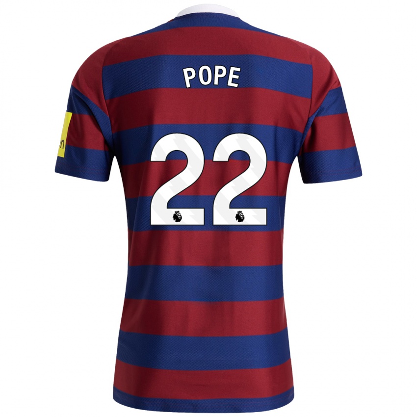 Børn Nick Pope #22 Bordeaux Marineblå Udebane Spillertrøjer 2024/25 Trøje T-Shirt