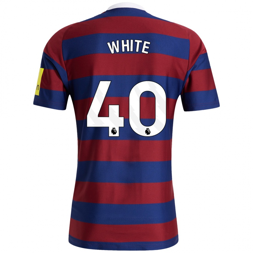 Børn Joe White #40 Bordeaux Marineblå Udebane Spillertrøjer 2024/25 Trøje T-Shirt