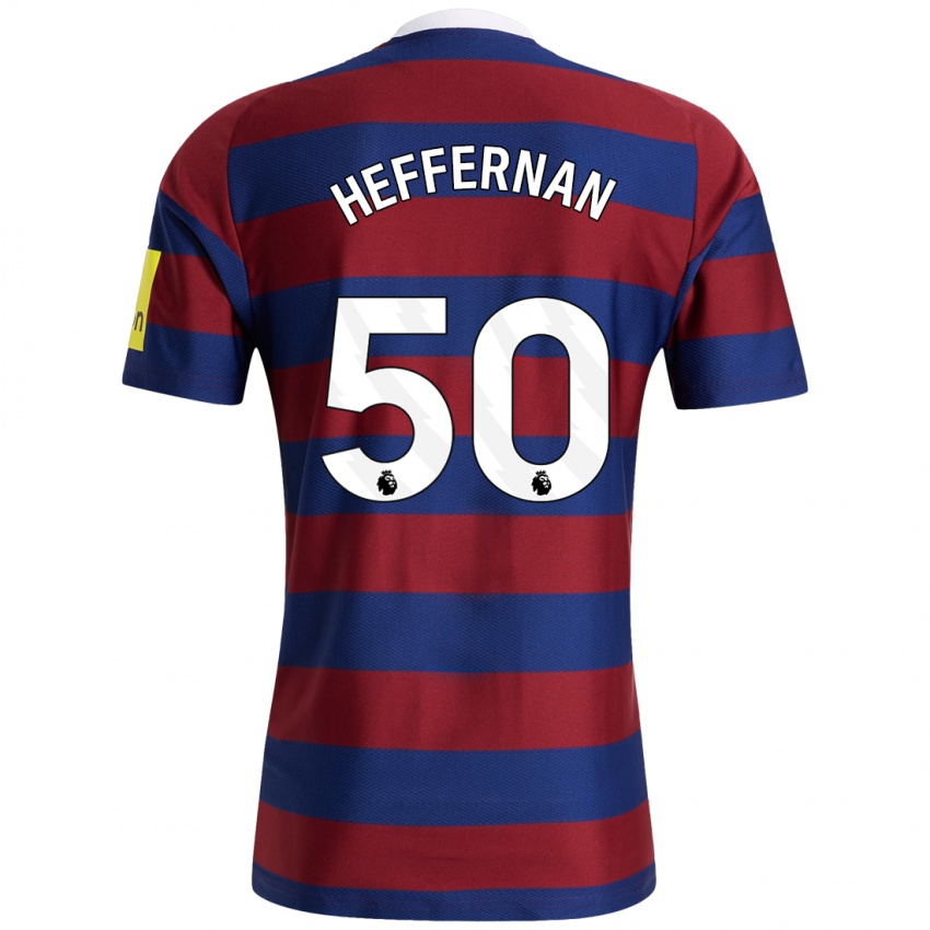 Børn Cathal Heffernan #50 Bordeaux Marineblå Udebane Spillertrøjer 2024/25 Trøje T-Shirt