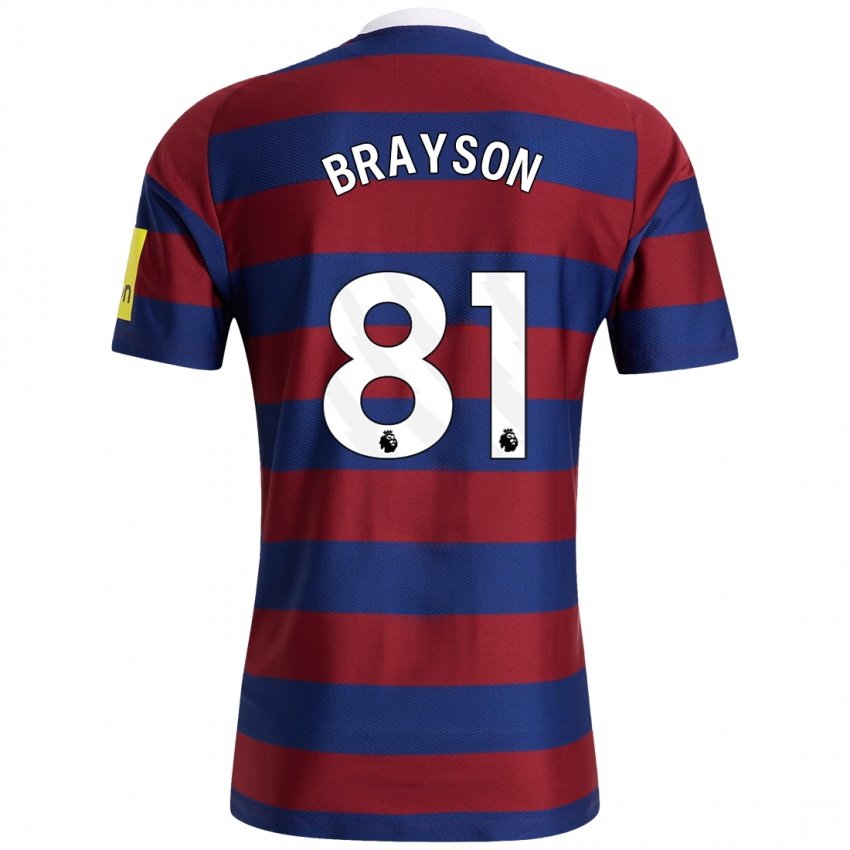 Børn Joe Brayson #81 Bordeaux Marineblå Udebane Spillertrøjer 2024/25 Trøje T-Shirt