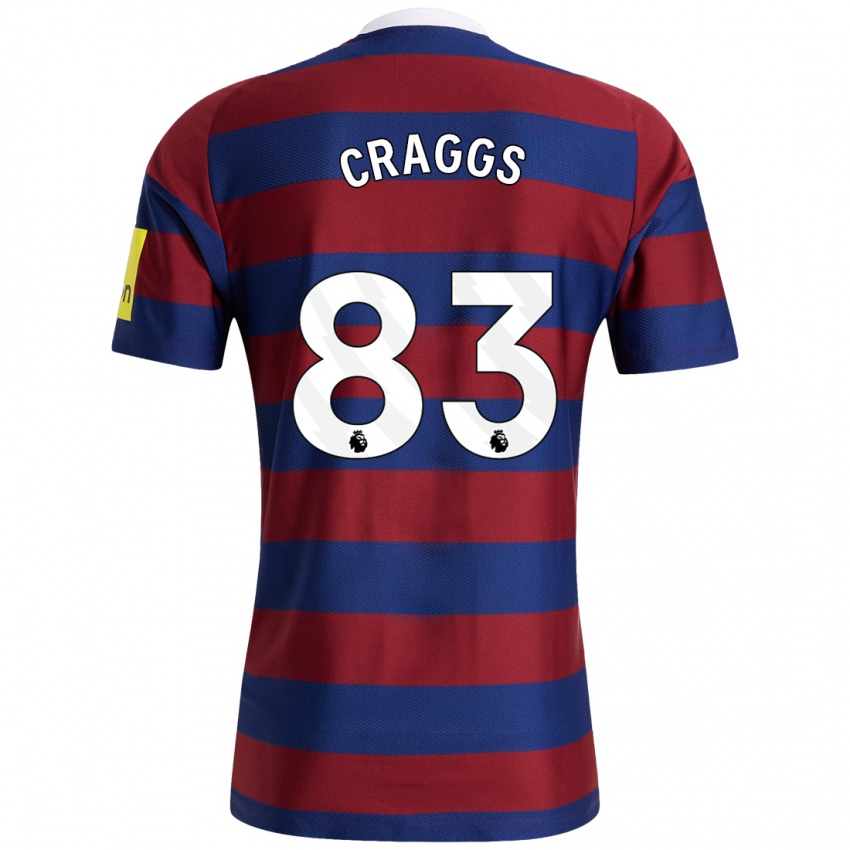 Børn Luke Craggs #83 Bordeaux Marineblå Udebane Spillertrøjer 2024/25 Trøje T-Shirt