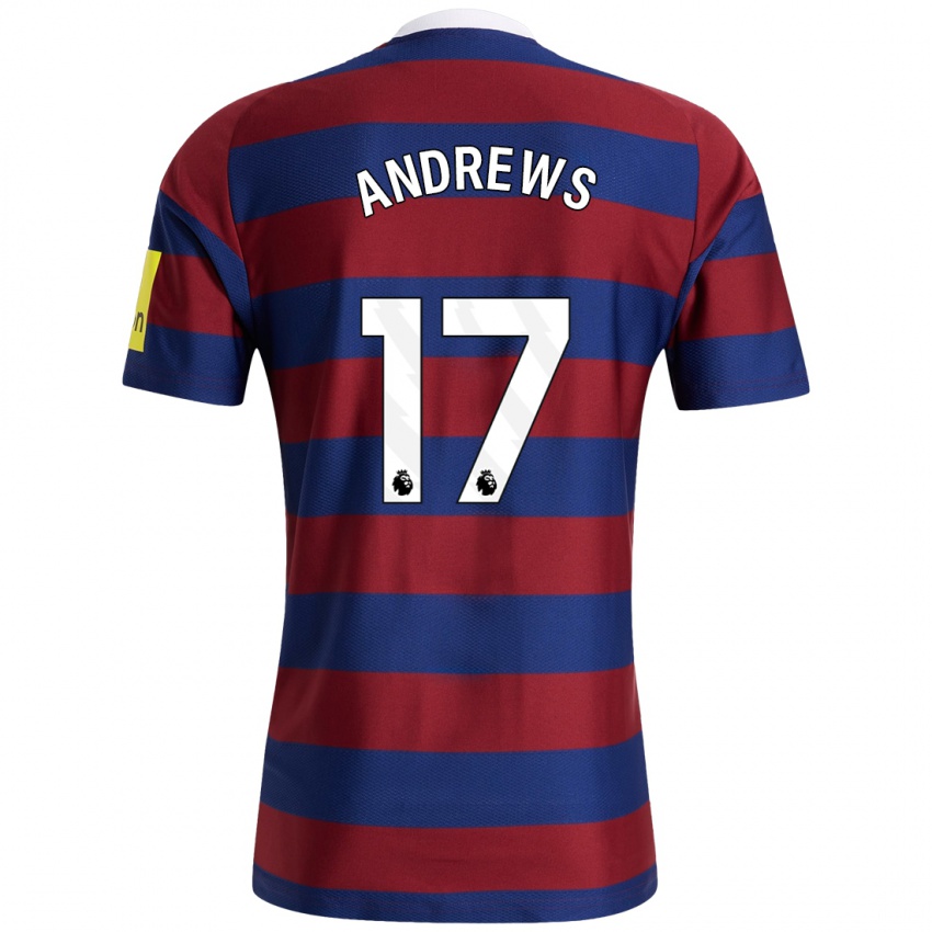 Børn Amy Andrews #17 Bordeaux Marineblå Udebane Spillertrøjer 2024/25 Trøje T-Shirt