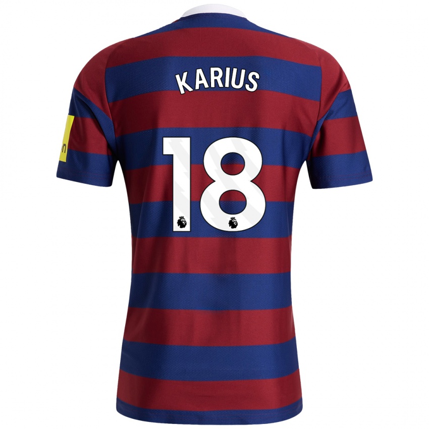 Børn Loris Karius #18 Bordeaux Marineblå Udebane Spillertrøjer 2024/25 Trøje T-Shirt