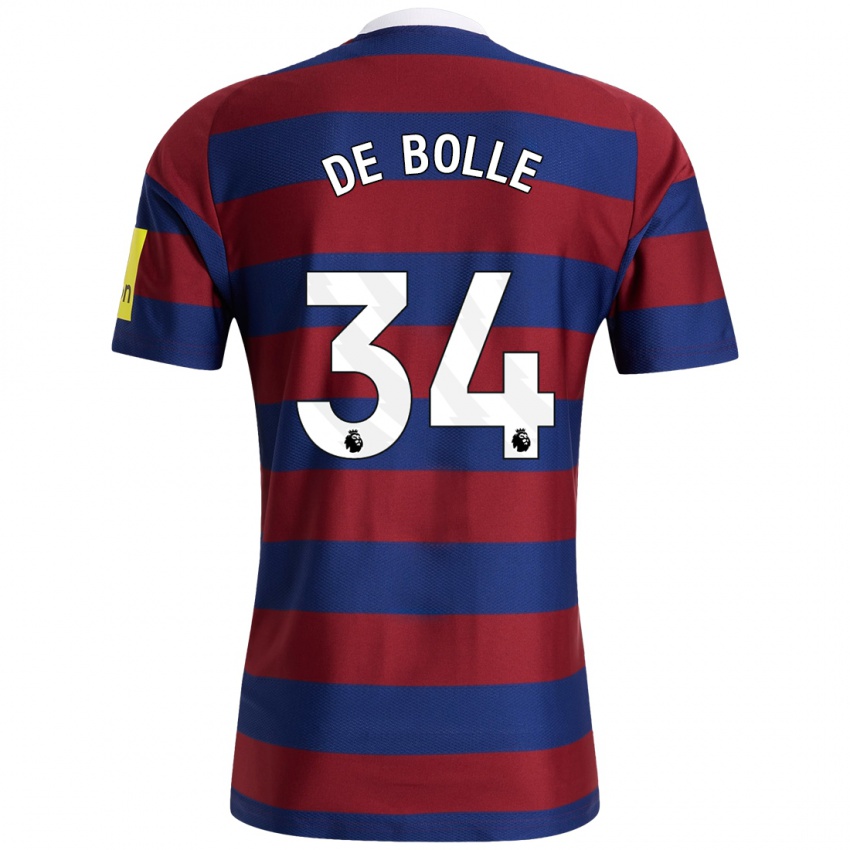 Børn Lucas De Bolle #34 Bordeaux Marineblå Udebane Spillertrøjer 2024/25 Trøje T-Shirt