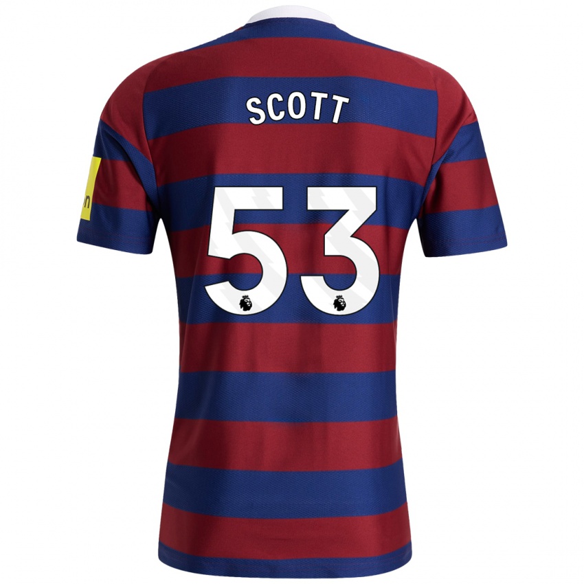 Børn Joshua Scott #53 Bordeaux Marineblå Udebane Spillertrøjer 2024/25 Trøje T-Shirt