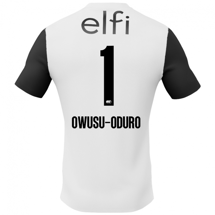 Børn Rome Jayden Owusu-Oduro #1 Hvid Sort Udebane Spillertrøjer 2024/25 Trøje T-Shirt