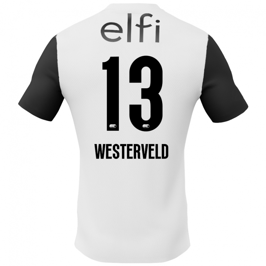 Børn Sem Westerveld #13 Hvid Sort Udebane Spillertrøjer 2024/25 Trøje T-Shirt