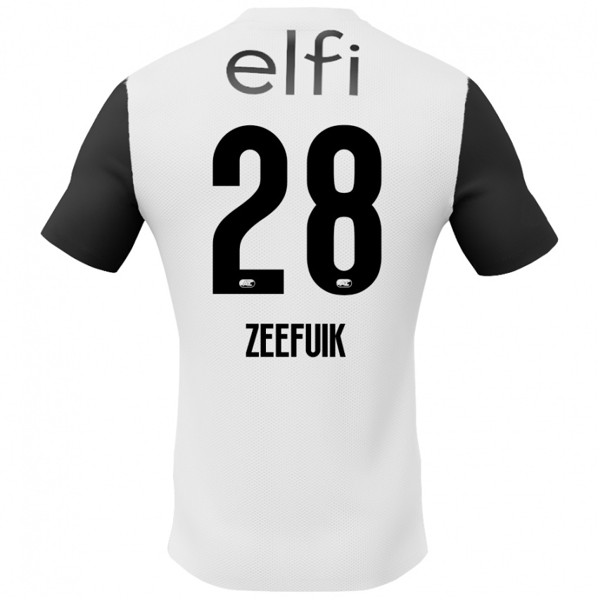 Børn Lequincio Zeefuik #28 Hvid Sort Udebane Spillertrøjer 2024/25 Trøje T-Shirt