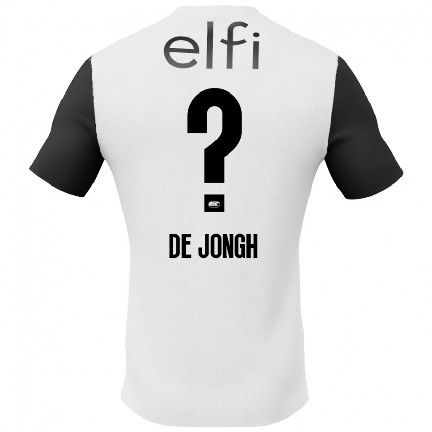 Børn Iain De Jongh #0 Hvid Sort Udebane Spillertrøjer 2024/25 Trøje T-Shirt