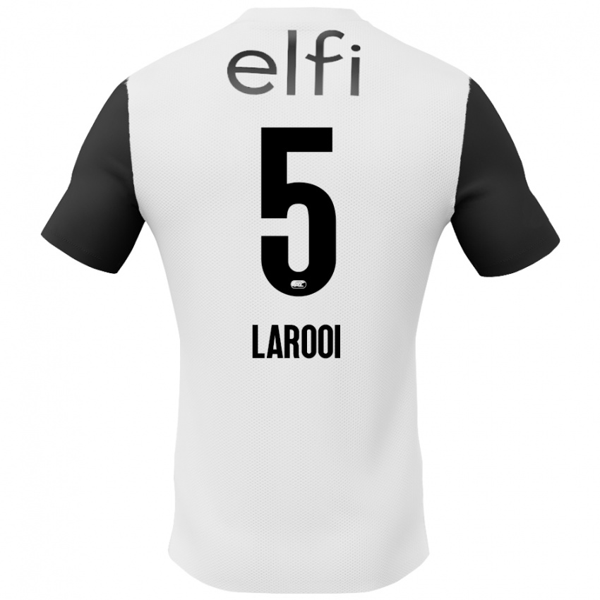 Børn Finn Larooi #5 Hvid Sort Udebane Spillertrøjer 2024/25 Trøje T-Shirt