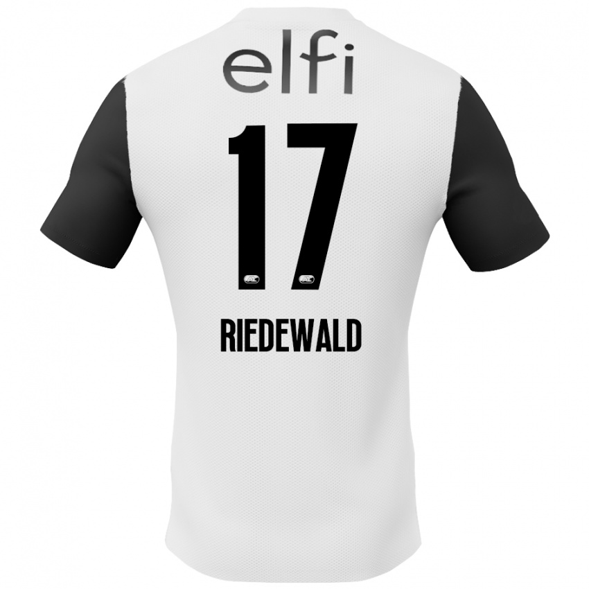 Børn Kenzo Riedewald #17 Hvid Sort Udebane Spillertrøjer 2024/25 Trøje T-Shirt