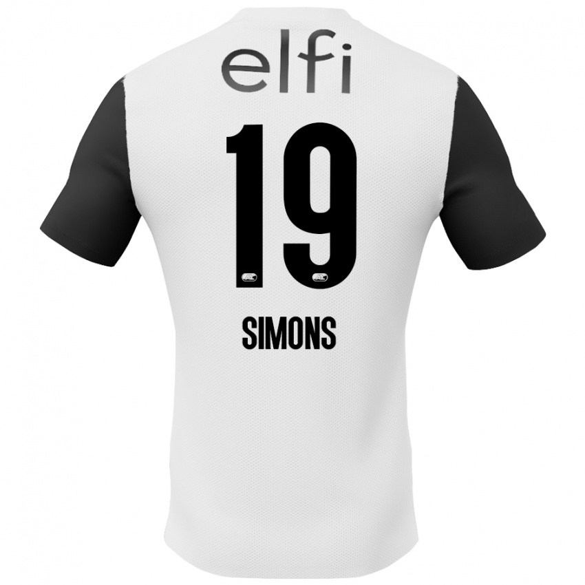 Børn Saviola Simons #19 Hvid Sort Udebane Spillertrøjer 2024/25 Trøje T-Shirt