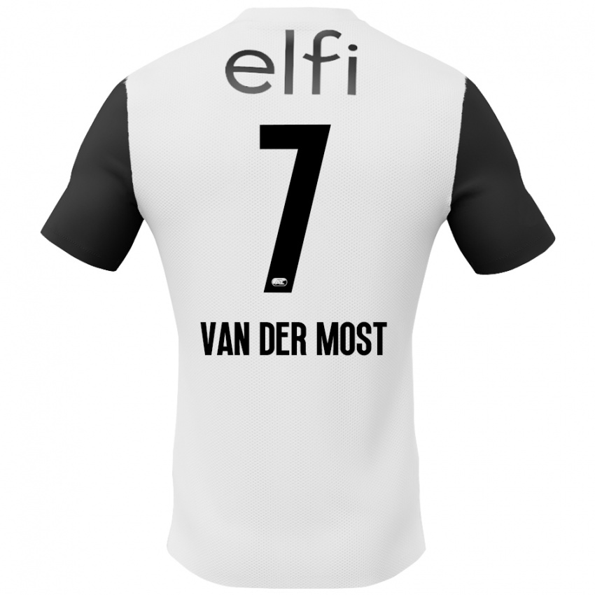 Børn Veerle Van Der Most #7 Hvid Sort Udebane Spillertrøjer 2024/25 Trøje T-Shirt