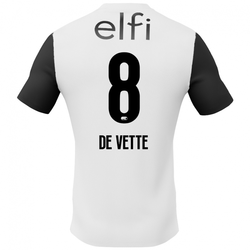 Børn Manique De Vette #8 Hvid Sort Udebane Spillertrøjer 2024/25 Trøje T-Shirt