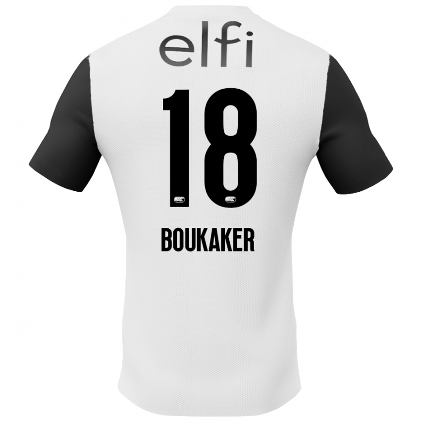 Børn Romaissa Boukaker #18 Hvid Sort Udebane Spillertrøjer 2024/25 Trøje T-Shirt